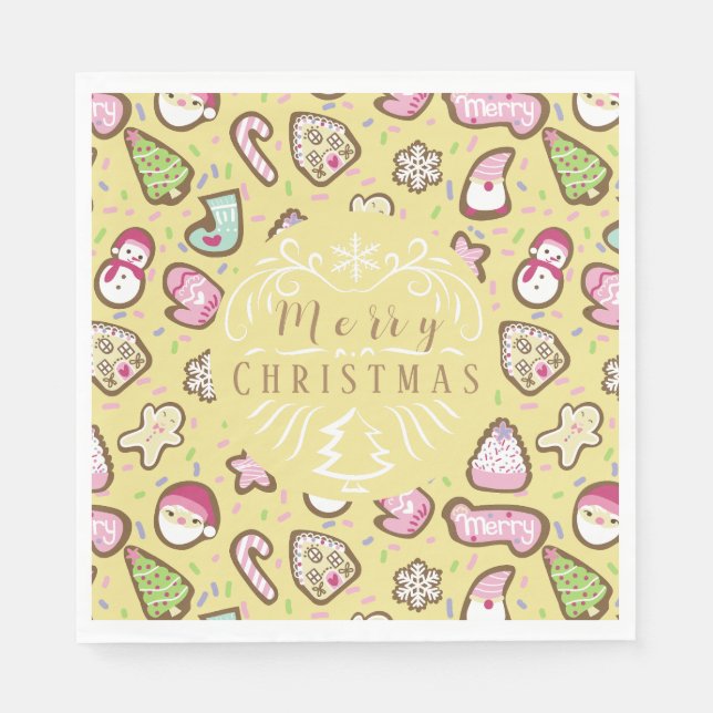 Kekse Weihnachtsgelb Serviette (Vorderseite)
