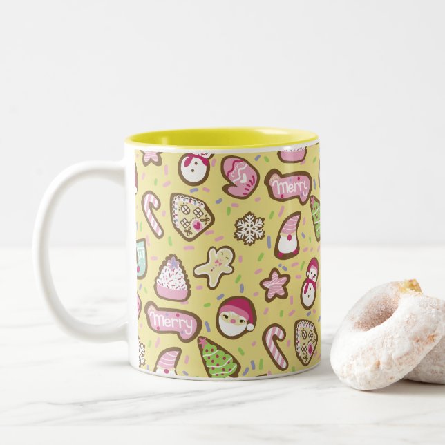 Kekse Weihnachtsgelb Zweifarbige Tasse (Mit Donut)
