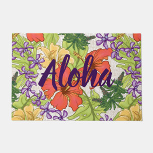 Keleah Tropical Hawaiian Hibiskus und Orchideen Fußmatte