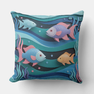 Kelengan-Fisch-Relief 3D-Batik-Muster Kissen