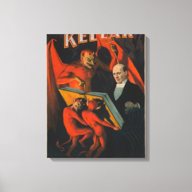 Kellar Devil and Demos with Magic Book Poster Leinwanddruck (Vorderseite)
