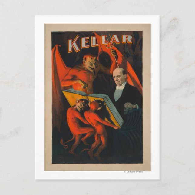 Kellar Devil and Demos with Magic Book Poster Postkarte (Vorderseite)