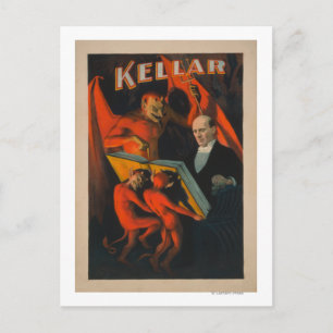 Kellar Devil and Demos with Magic Book Poster Postkarte