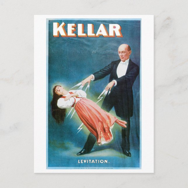 Kellar ~ Levitation Magician Vintag Magic Act Postkarte (Vorderseite)