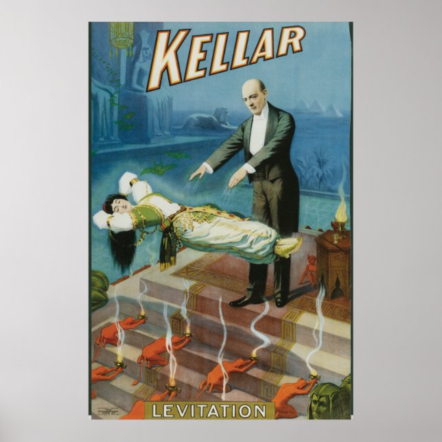 Kellar Levitation Vintag Magician Werbung Poster (Vorne)