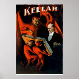 Kellar liest mit dem Teufel 1894 im Vintage-Stil Poster