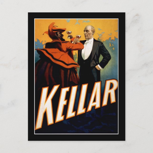 Kellar - Magier - Vintages Theaterposter Postkarte (Vorderseite)