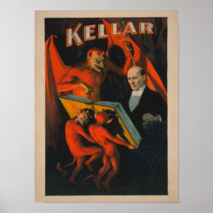 Kellar Teufel und Dämonen mit Magiebuchposter Poster
