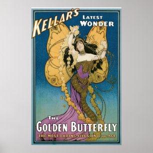 Kellars ~ goldener Schmetterlings-Vintage magische Poster