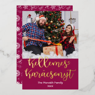 Kellemes Karácsonyt, Ungarisch frohe Weihnachten Folien Feiertagskarte