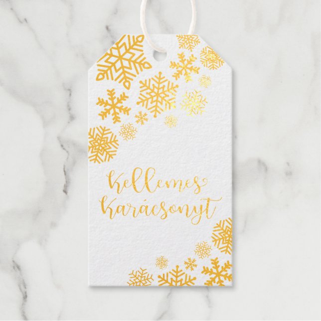 Kellemes Karácsonyt, Ungarisch frohe Weihnachten Geschenkanhänger (Vorderseite)