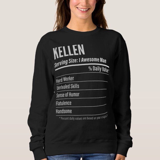 Kellen Serving Size Nutrition Label Calories Sweatshirt (Vorderseite)