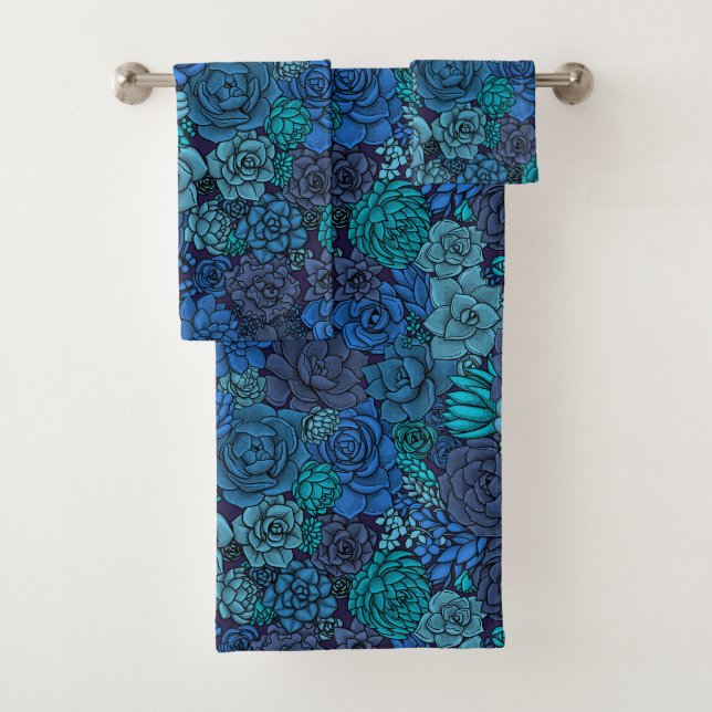 Keller Garten in Blau Badhandtuch Set (Insitu)