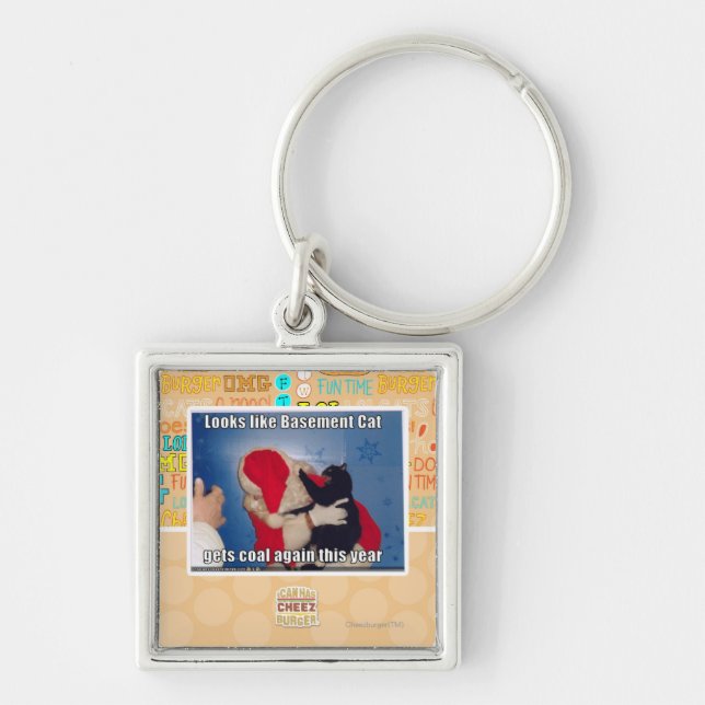 Keller-Katze erhält Kohle Schlüsselanhänger (Vorne)