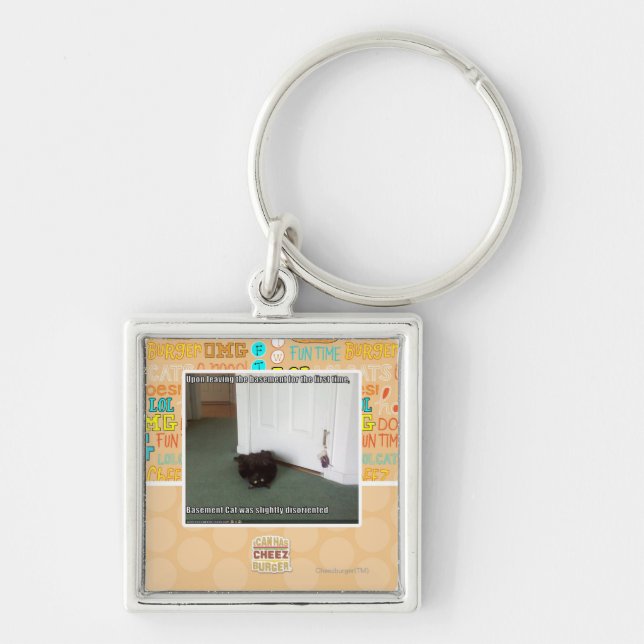 Keller-Katze, etwas verwirrt Schlüsselanhänger (Vorne)