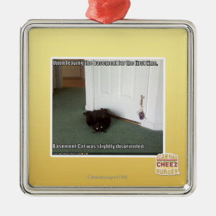 Keller-Katze, etwas verwirrt Silbernes Ornament