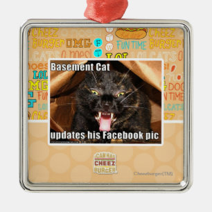 Keller-Katze Silbernes Ornament