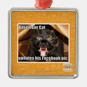 Keller-Katze Silbernes Ornament