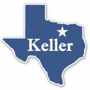 Keller, TX Texas Map Kontur mit Lone Star DFW Aufkleber