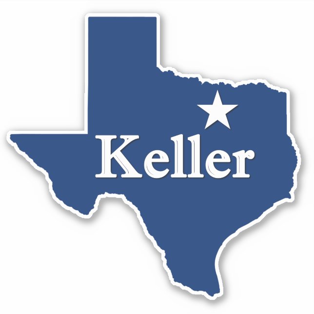 Keller, TX Texas Map Kontur mit Lone Star DFW Aufkleber (Vorderseite)
