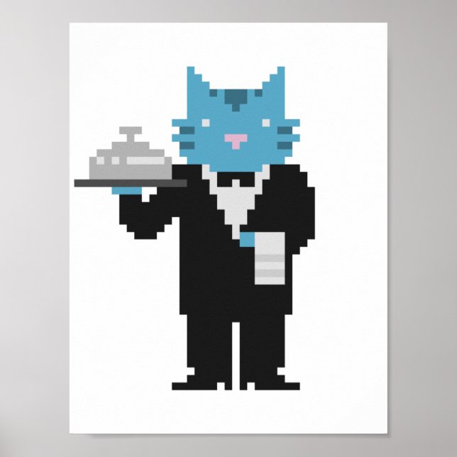 Kellner Cat Pixel Art Poster (Vorne)