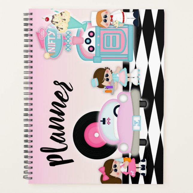 Kellnerin 50's Diner Retro Planner Planer (Vorderseite)
