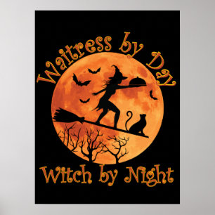 Kellnerin an der Hexe in der Nacht Poster