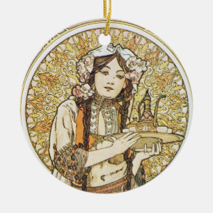 Kellnerin Art Nouveau Kellnerin mit Tee Keramik Ornament
