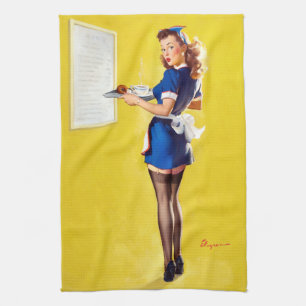 Kellnerin Pin Up Geschirrtuch