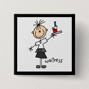 Kellnerin-Stick-Figur Button