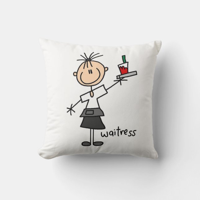 Kellnerin-Stick-Figur Kissen (Vorderseite)
