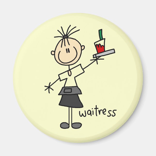 Kellnerin-Stick-Figur Magnet (Vorne)