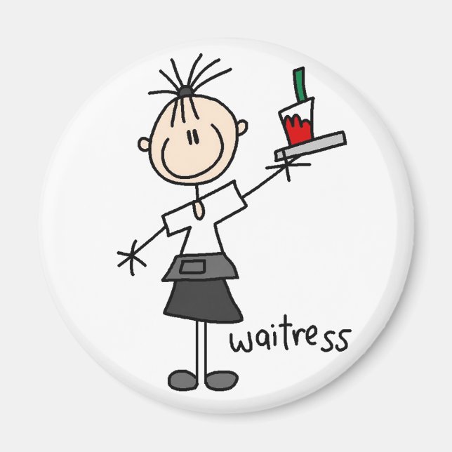 Kellnerin Stick Figure Magnet (Vorne)
