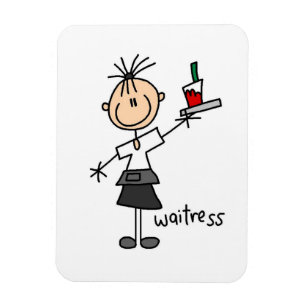 Kellnerin-Stickfigur Magnet