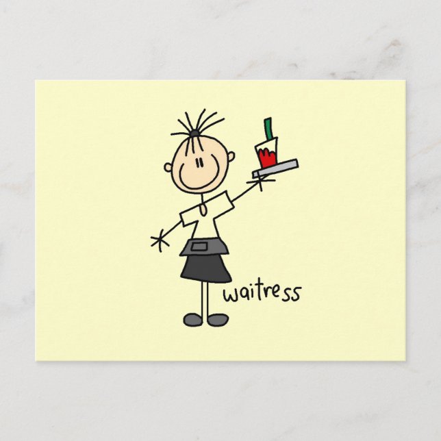 Kellnerin-Stickfigur Postkarte (Vorderseite)