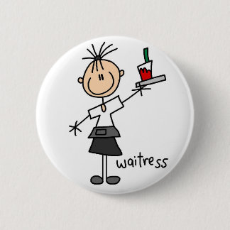 Kellnerin-Strichmännchen-Knopf Button