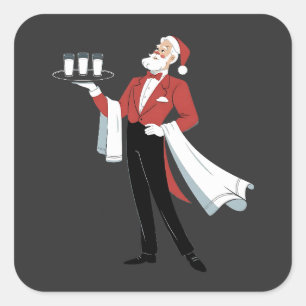 Kellnerin Weihnachten Santa Server Xmas Quadratischer Aufkleber