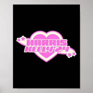 Kelly 2024 Trendy Heart Pink Girly Democrat Poster