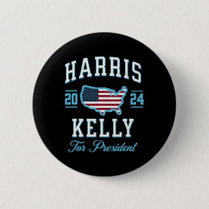 Kelly 2024 USA-Flagge Präsidentschaftswahl Vintage Button