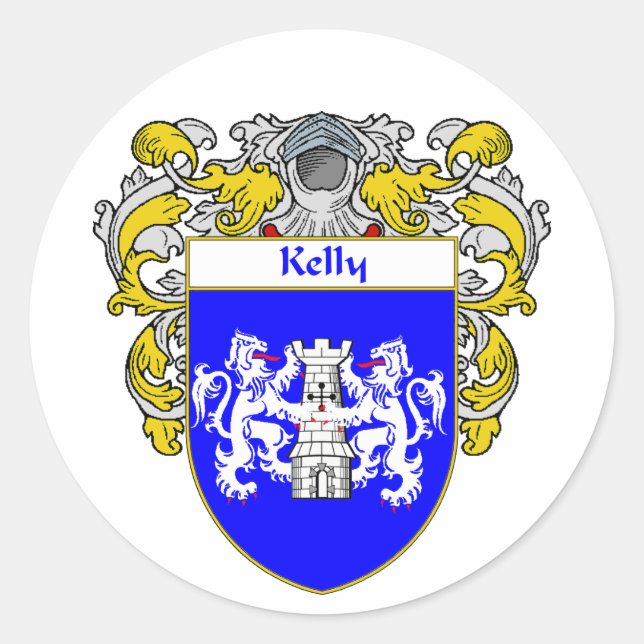 Kelly Coat of Arms (Mantled) Runder Aufkleber (Vorderseite)