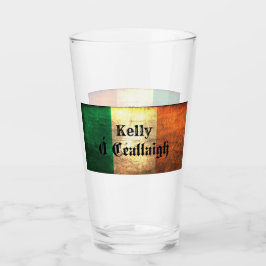 Kelly Familienname auf irischer Flagge Glas