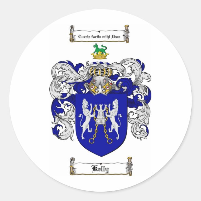 KELLY FAMILIENWAPPEN - KELLY COAT OF ARMS RUNDER AUFKLEBER (Vorderseite)