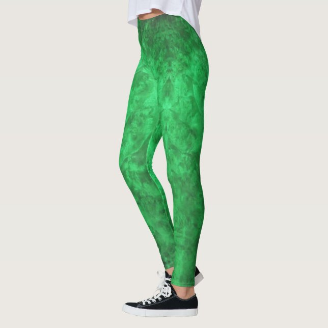 Kelly Green Burl Textur aussehen Leggings (Links)