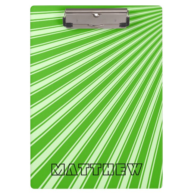 Kelly green Color Stripe Funky Pattern Klemmbrett (Vorderseite)
