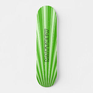 Kelly green Color Stripe Funky Pattern Skateboard