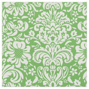 Kelly Green Floral Damask Stoff