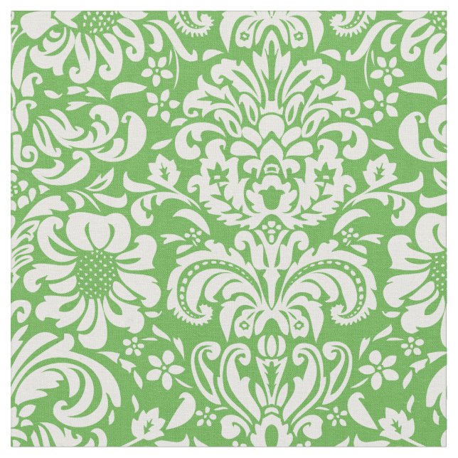 Kelly Green Floral Damask Stoff (Nahaufnahme)