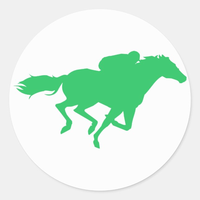 Kelly Green Horse Racing Runder Aufkleber (Vorderseite)