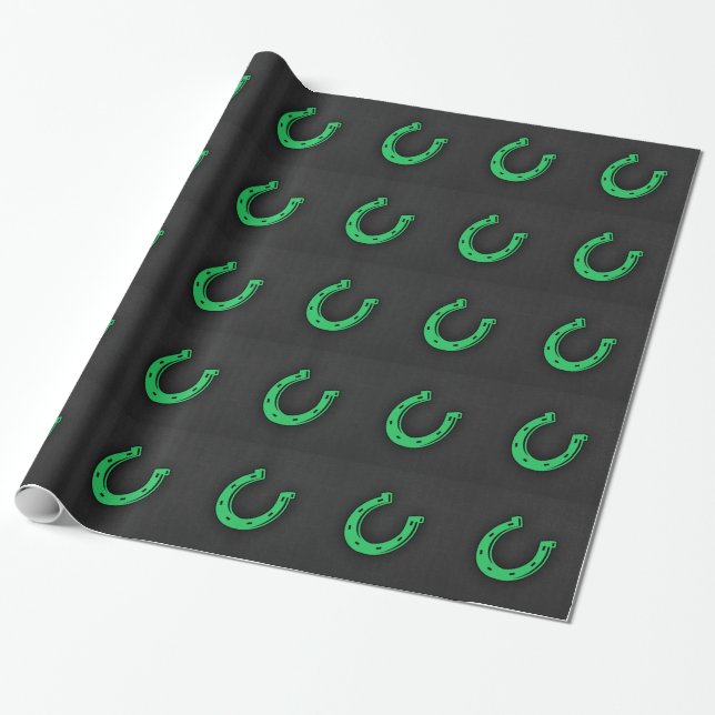 Kelly Green Horseshoe Geschenkpapier (Ungerollt)