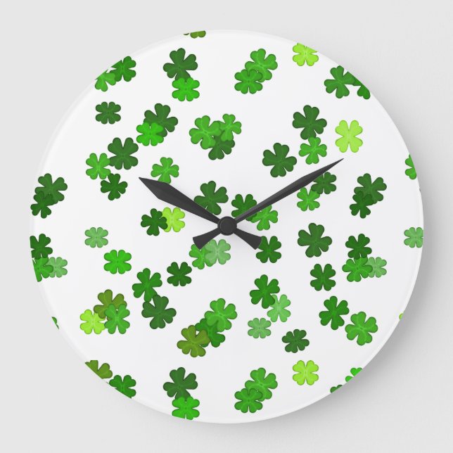 Kelly green "Kleeblatts Falling" Große Wanduhr (Vorderseite)